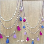 multi tassels necklaces beads triple layers fashion accessories